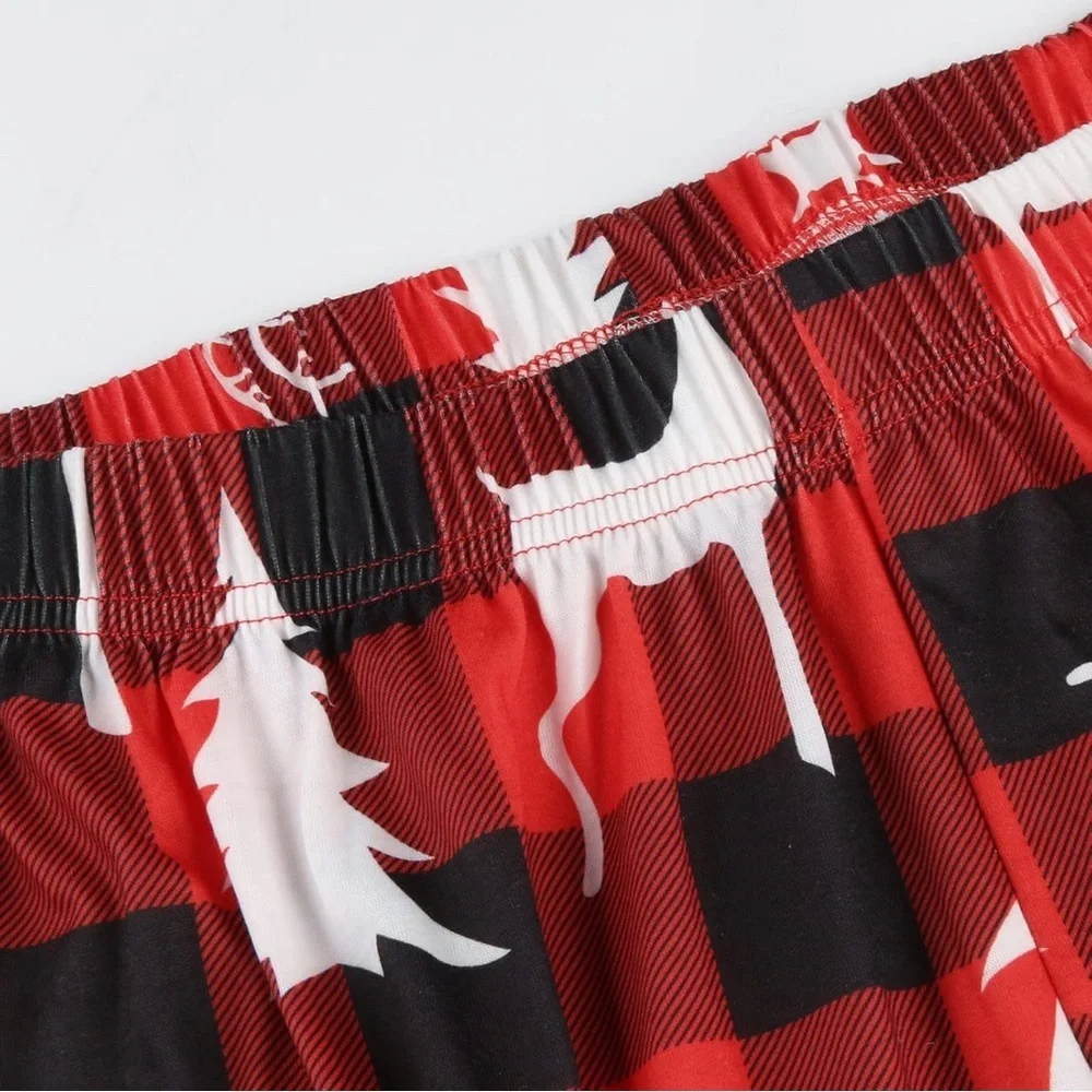 NEW Ekouaer Christmas Pajama Set Red Black‎ Buffalo Plaid Reindeer Kids